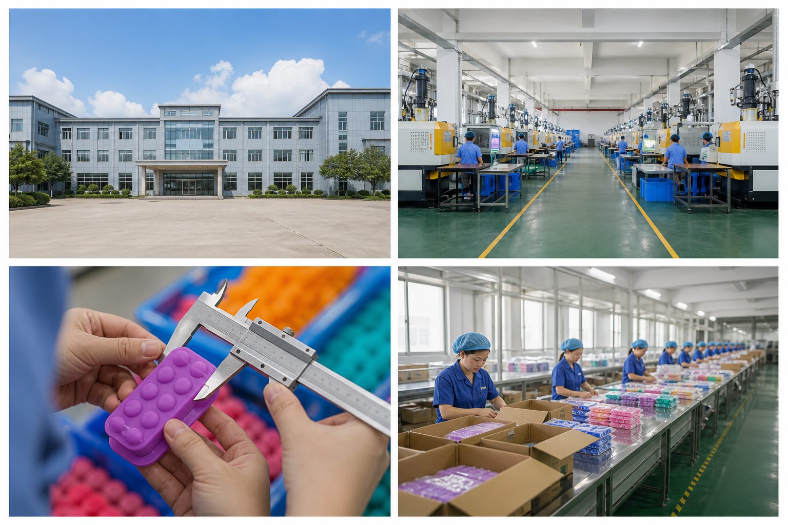 Illustrative silicone production, quality inspection and packing workflow